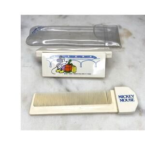 Vintage Disney Mickey Mouse Small Compact Mirror & Comb Travel Set RARE Novelty